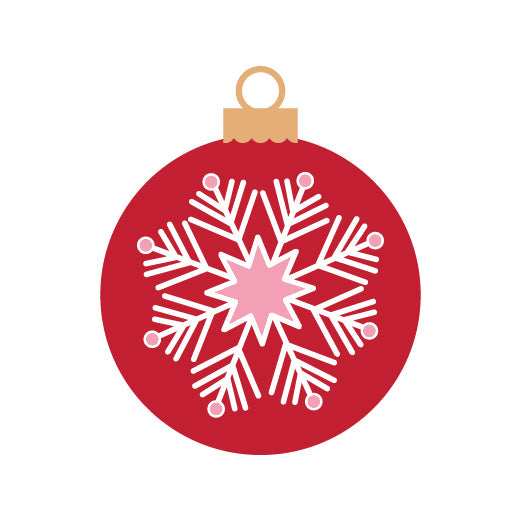 Red Snowflake Circle Ornament | Print & Cut File